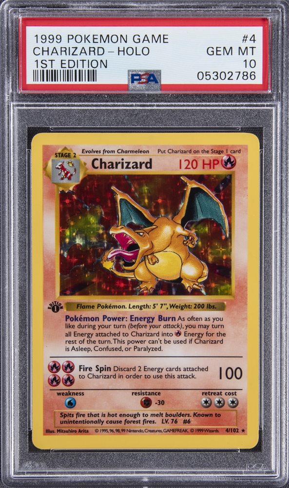 1999 Pokemon Game 1st Edition Charizard Pokemon Card Holographic