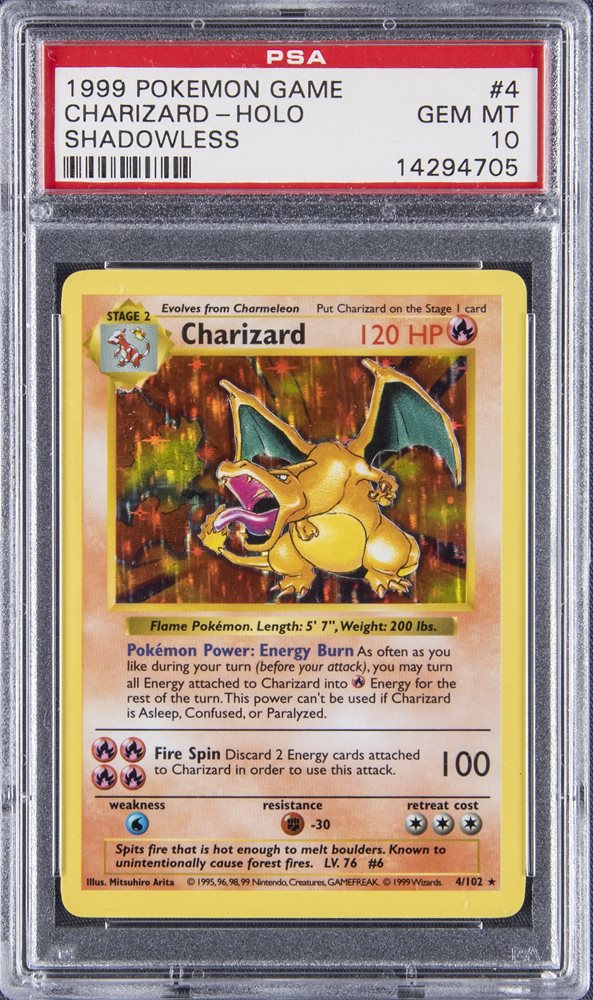 1999 Pokemon Game Shadowless Charizard Pokémon Card Holographic