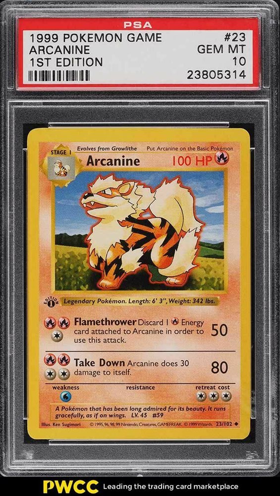 1999 Pokemon Game Arcanine 1st Edition