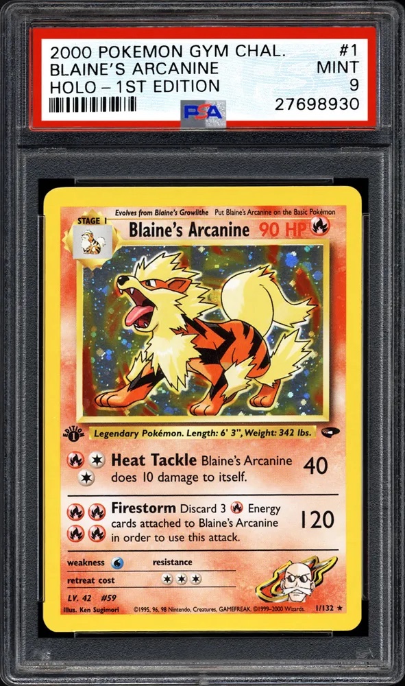 2000 Pokemon Gym Challenge Blaines Arcanine Holo 1st Edition