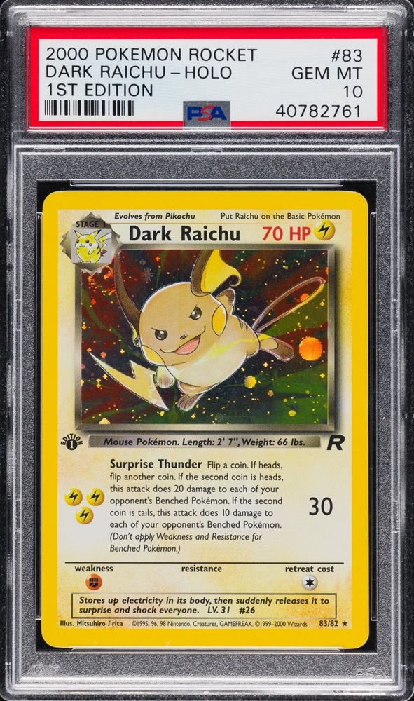 2000 Pokemon Rocket Dark Raichu Holo 1st Edition