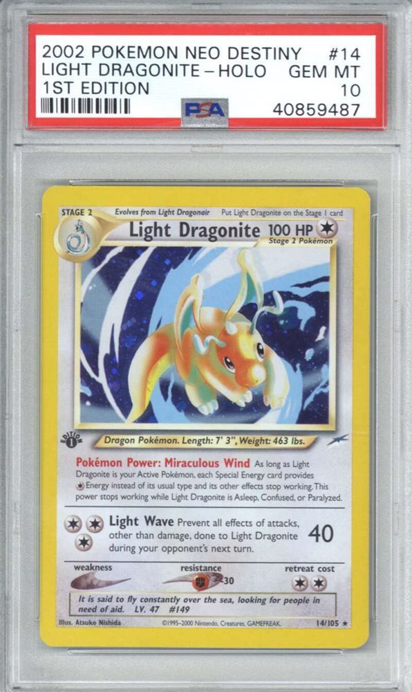 2002 Pokemon Neo Destiny Light Dragonite Holo 1st Edition