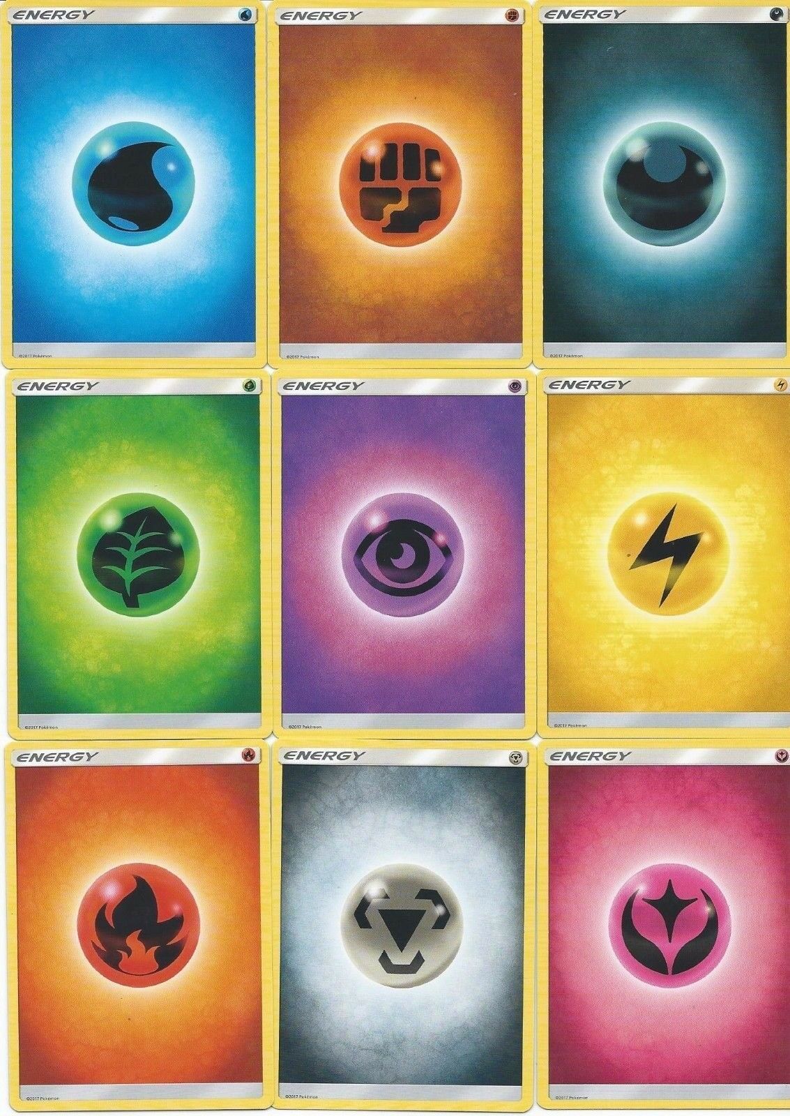 What are the different pokemon energy cards