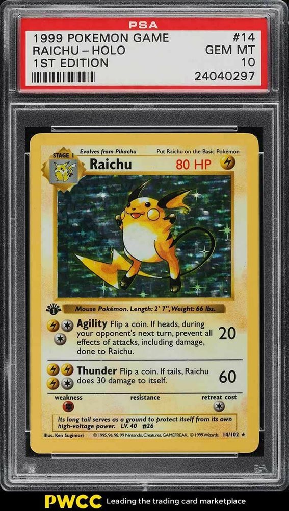 1999 Pokemon Game Raichu Holo 1st Edition