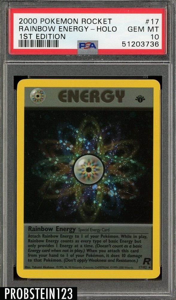 2000 Pokemon Rocket Rainbow Energy Holo 1st Edition