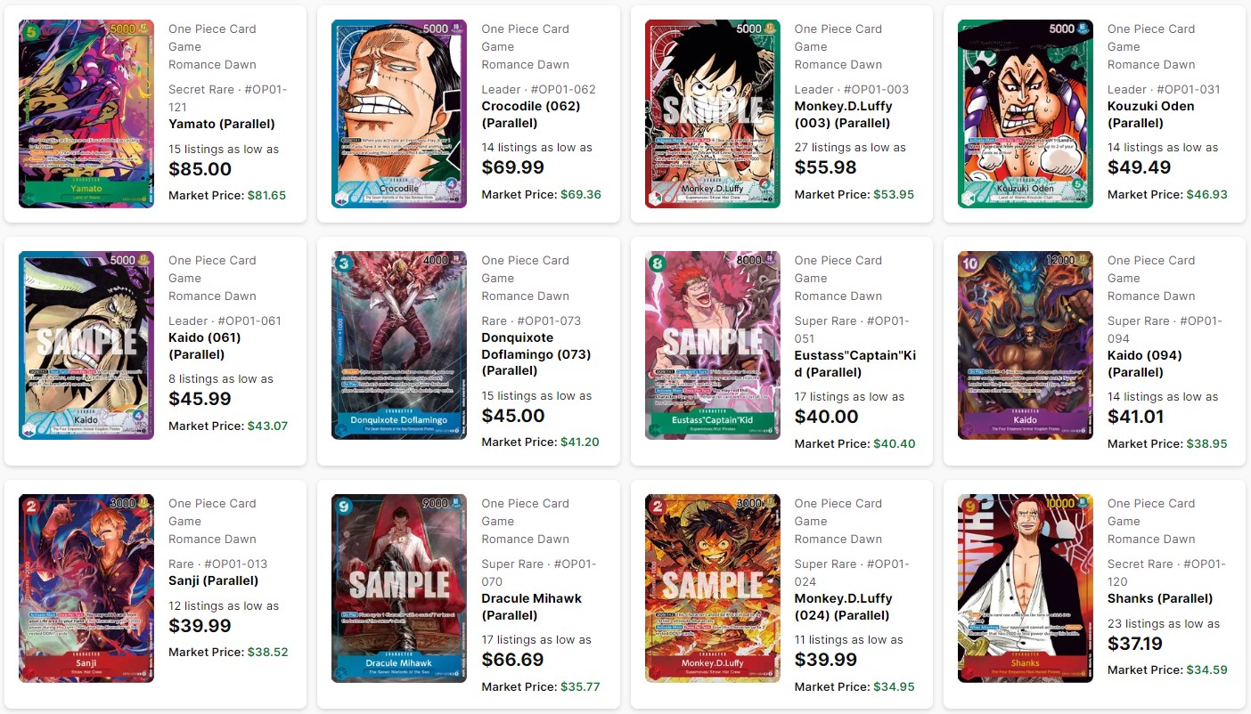 One Piece Romance Dawn Expensive Cards